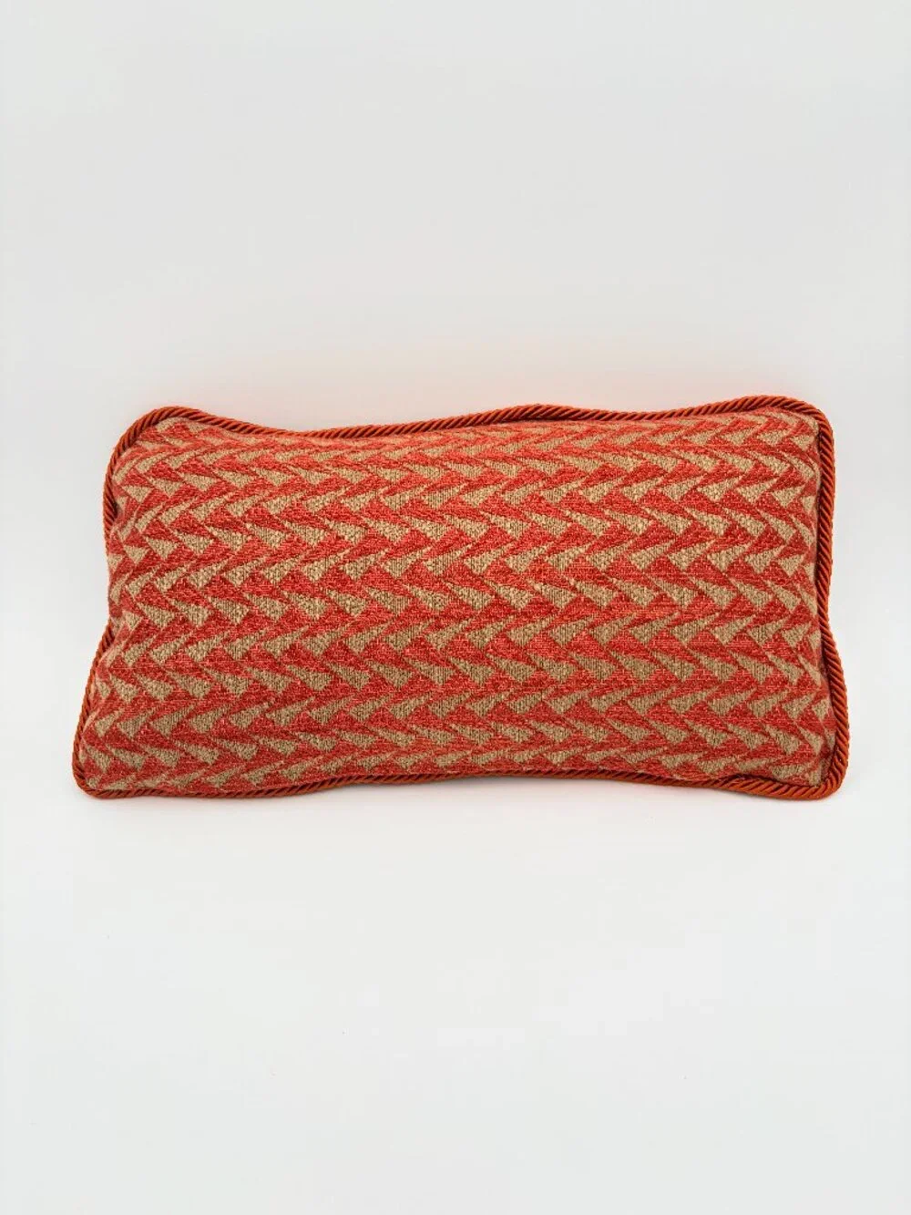 Burnt Orange Chevron Lumbar Pillow with Insert 16x9
